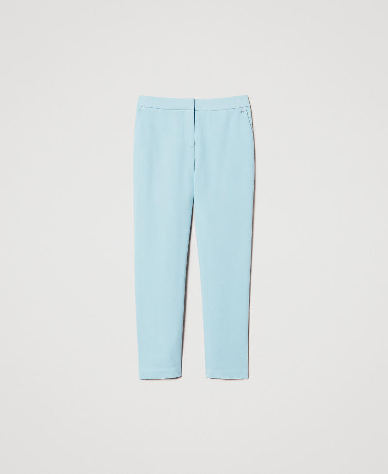 Crêpe piquet cigarette trousers Light Canal Blue Woman 251AP2338_12134_S0