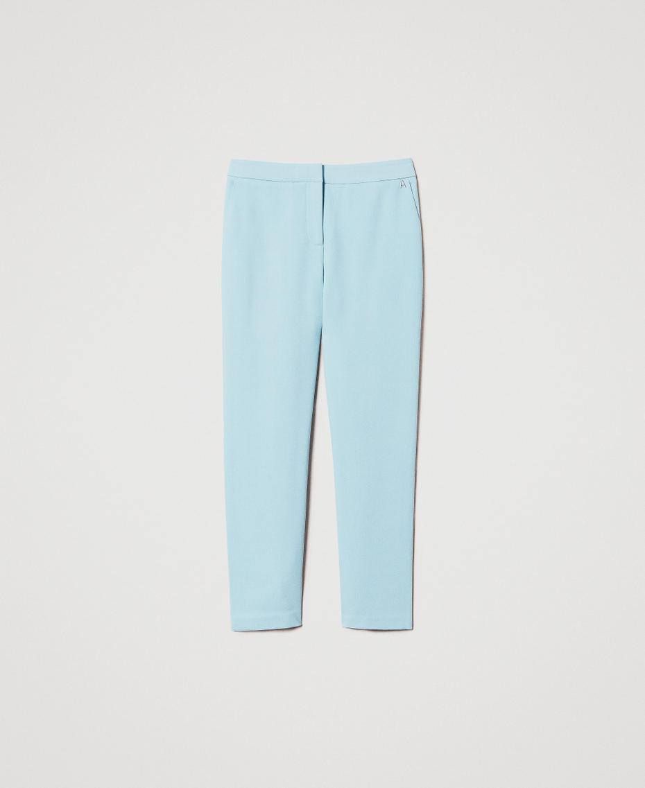 Crêpe piquet cigarette trousers Light Canal Blue Woman 251AP2338_12134_S0