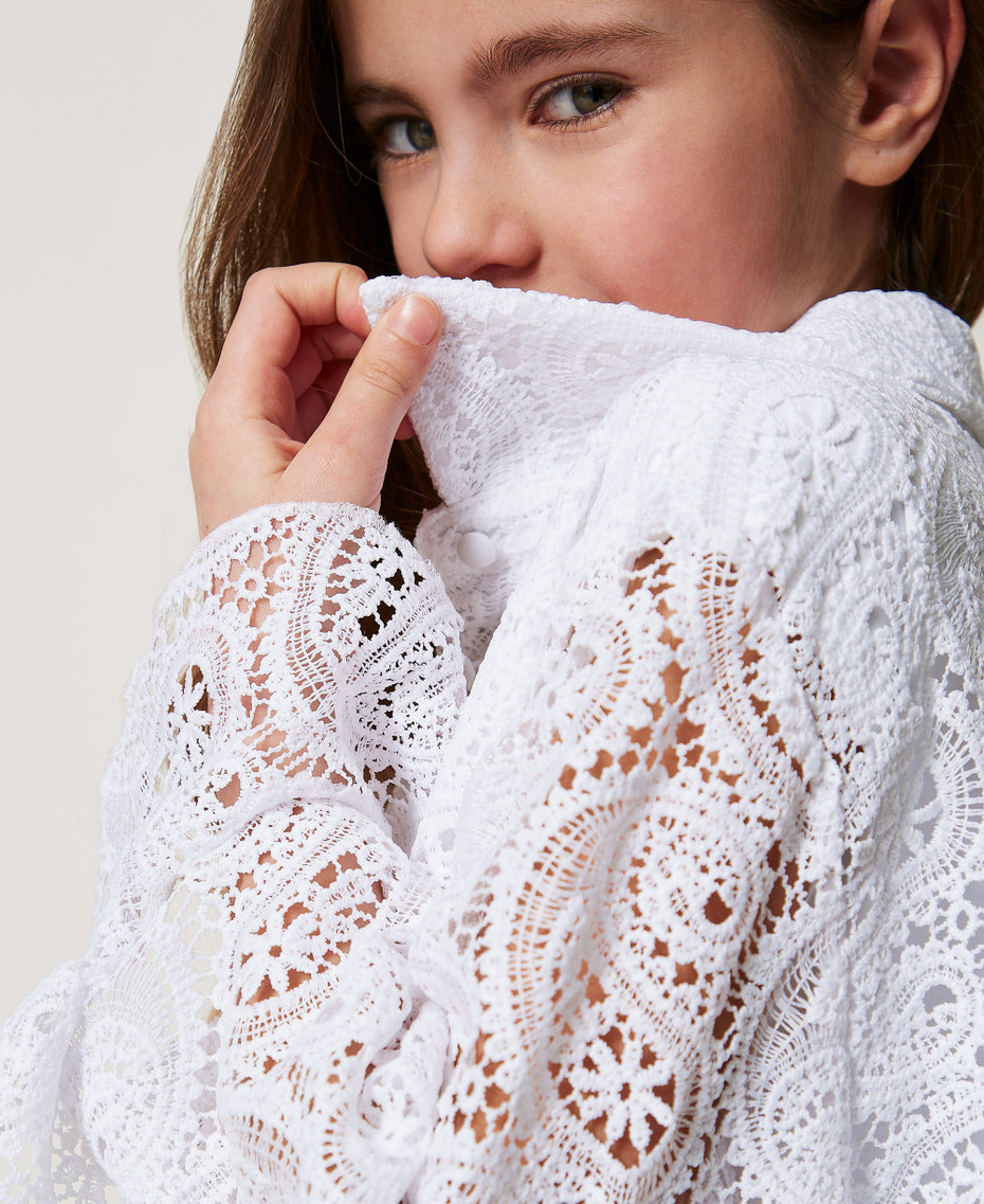 Camicia in pizzo macramè Bianco "Ice" Bambina 251GJ2QR0_00808_05