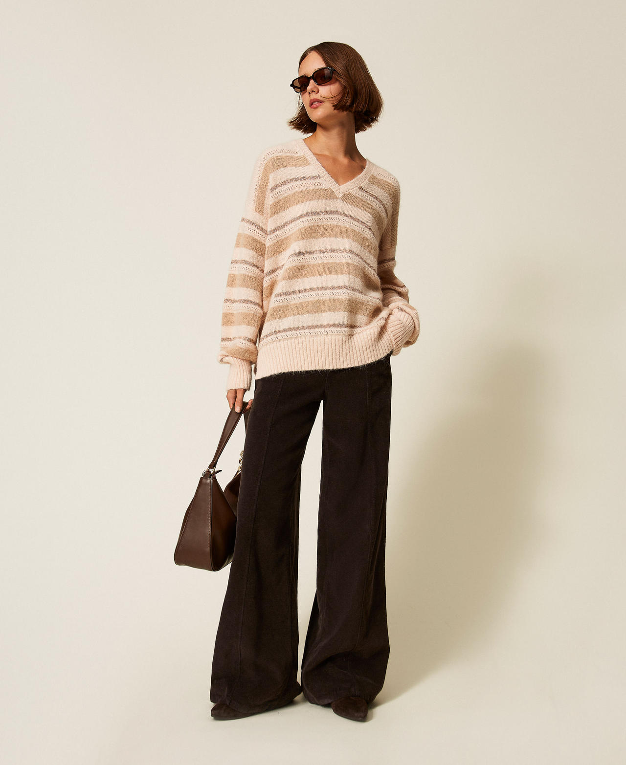 Pantaloni ampi in velluto corduroy Black Chocolate Donna 252TT2180_11054_01