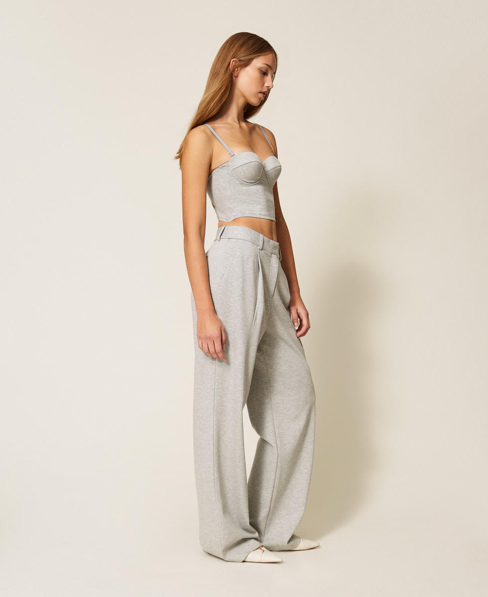 Pantalon palazzo avec poches Gris Clair Chin&eacute; Femme 261AP2145_12837_01