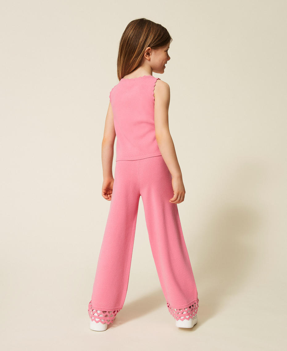 Top e pantaloni baby in maglia con smerli Rosa "Aurora Pink" Bambina 261GB3071_07207_03