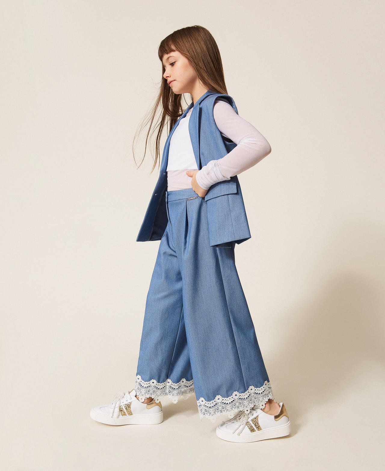End-on-end cloth trousers with lace Skyline Girl 261GJ2Q14_04614_02