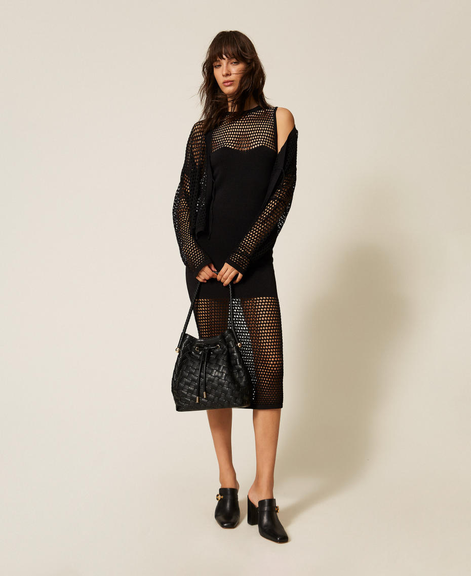 Mesh knit cardigan Black Woman 261AP3031_00006_T0