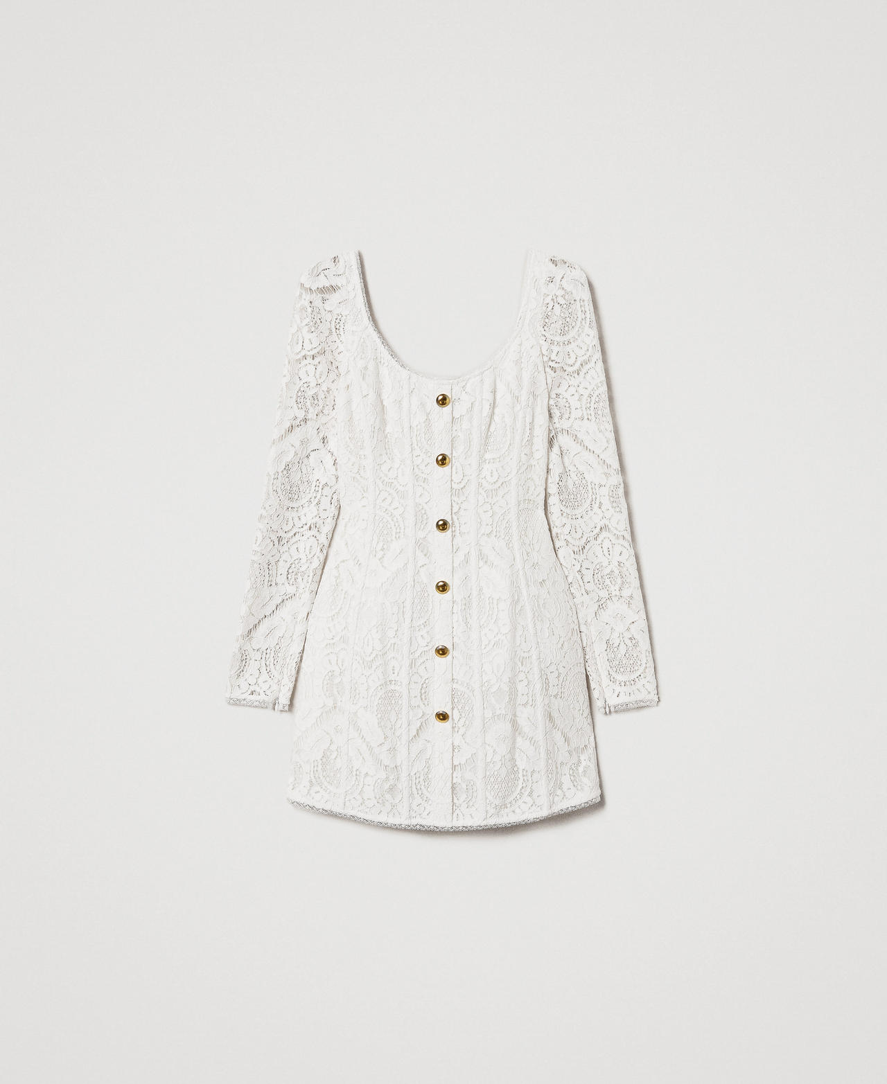 Robe courte « Augusta » en dentelle avec boutons Blanc Neige Femme 251TS2270_00282_0S