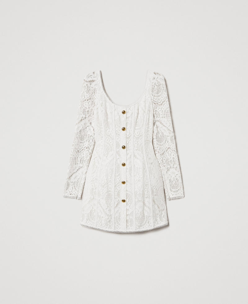 Robe courte « Augusta » en dentelle avec boutons Blanc Neige Femme 251TS2270_00282_0S