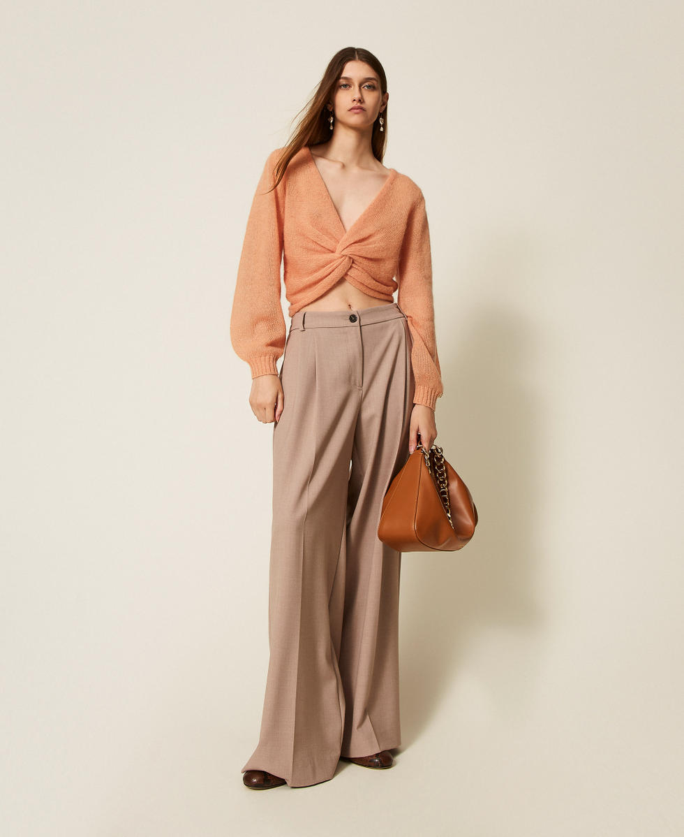 Pantalon palazzo avec plis Marron &laquo;&nbsp;Tourterelle&nbsp;&raquo; Femme 252TF2043_12874_01