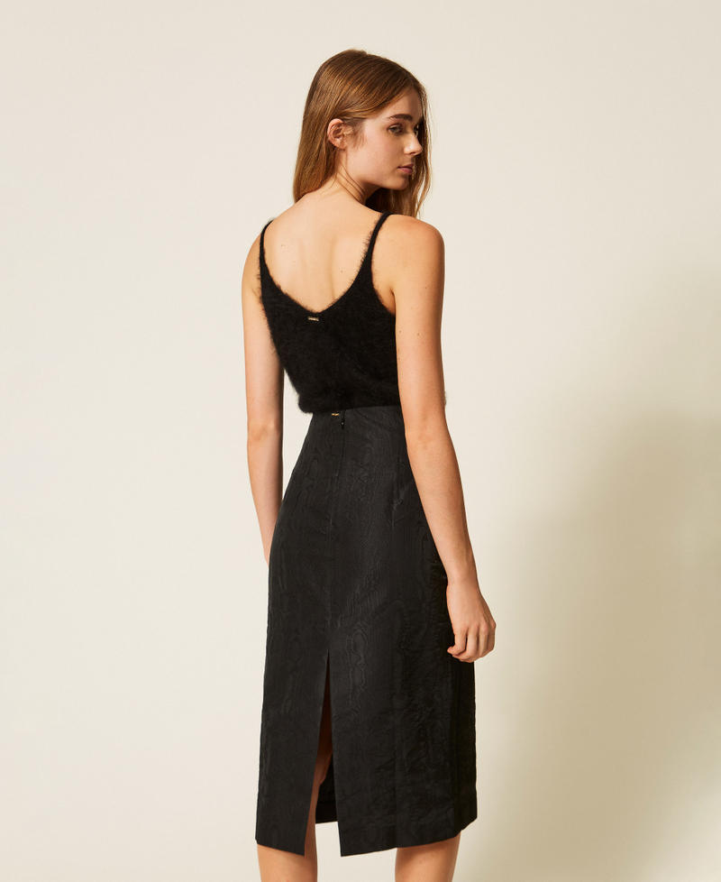 Midi moir&eacute; skirt with bow Black Woman 262TT2582_00006_03