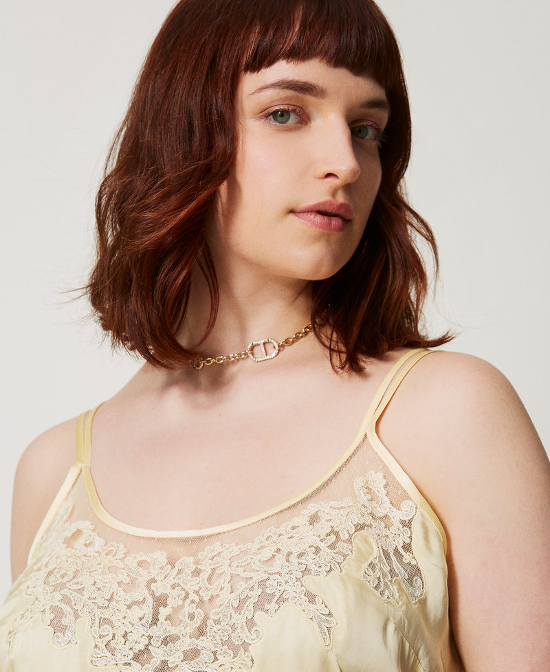 Satin top with embroidery Vanilla Woman 251TP2371_12143_PD