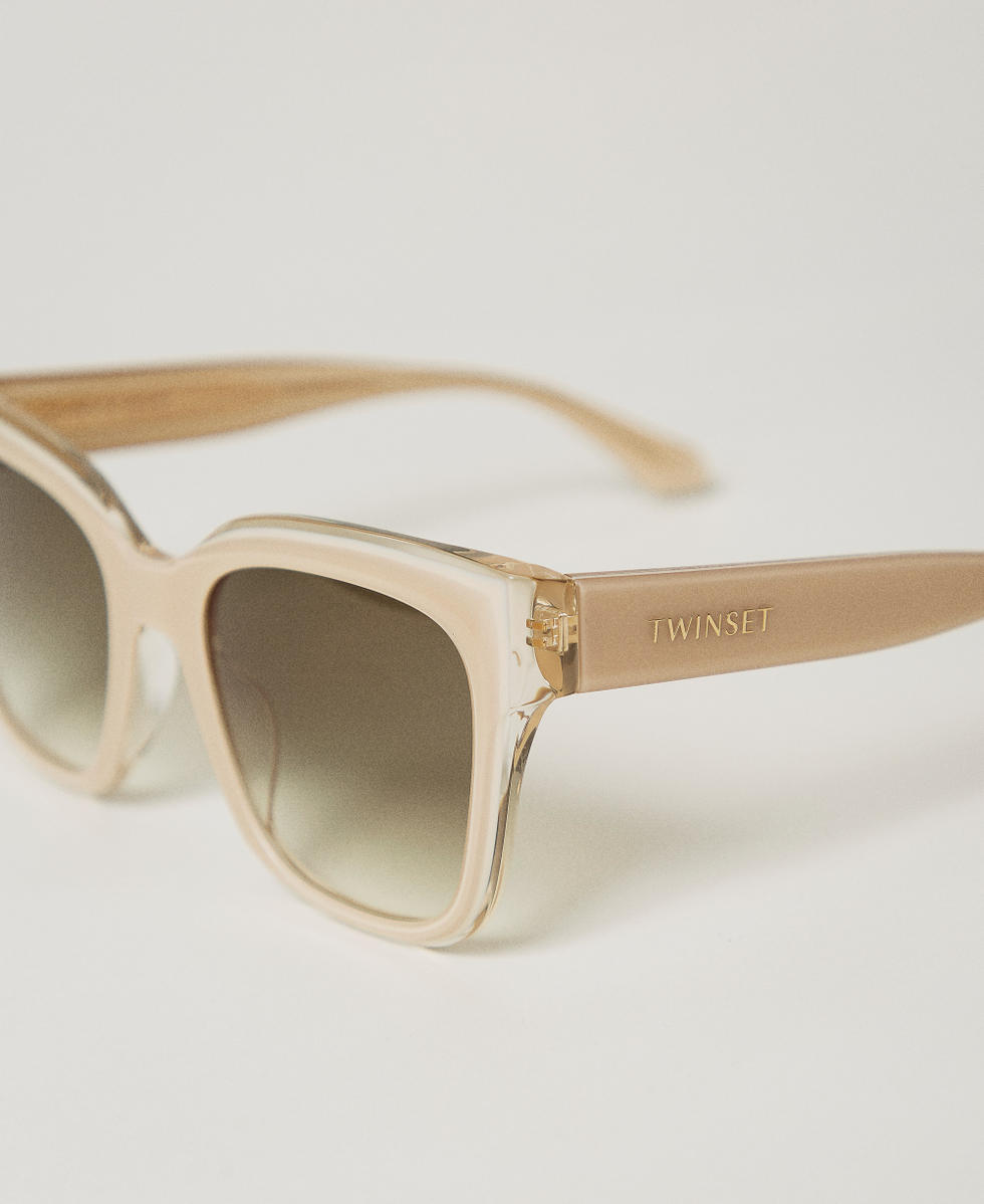 Occhiali da sole geometrici Crystal White / Brown / Beige Parts Donna 999TZ5061_12469_03