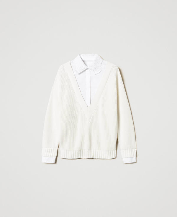 Maglia con inserto a camicia