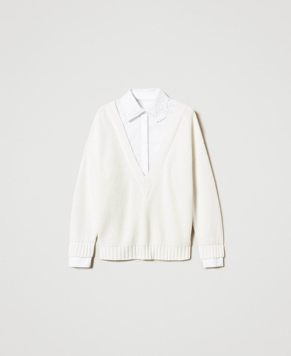 Jumper with mock shirt Mother Of Pearl Woman 251TP3390_00059_S0