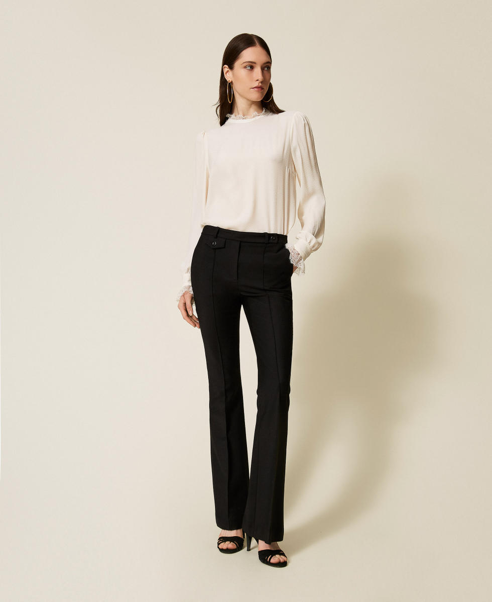 Silk blend cr&ecirc;pe de Chine blouse White Snow Woman 252TS2360_00282_01