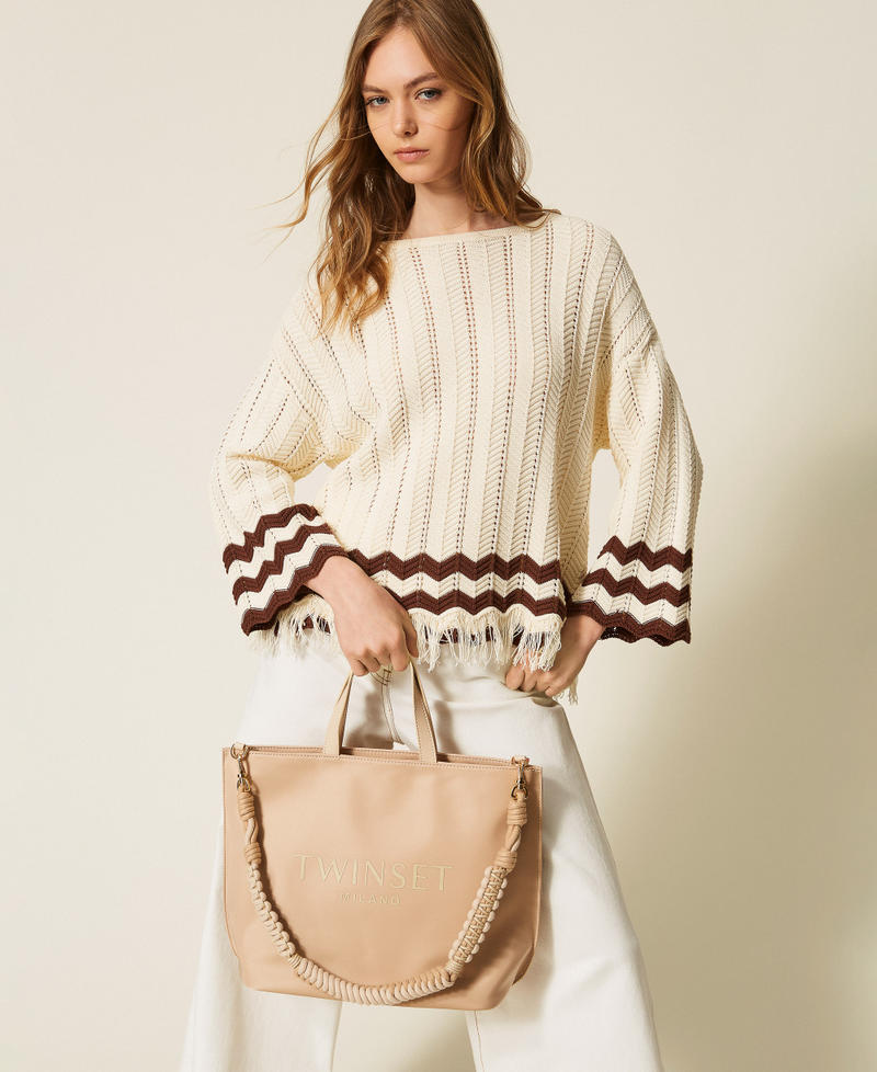 Shopper bag with logo Delicate Sand Beige Woman 261TB7520_13161_T0