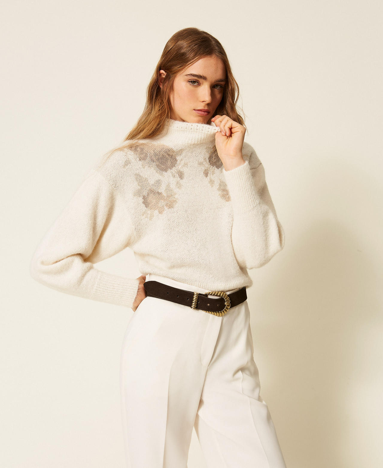 Pull en alpaga mélangé jacquard
