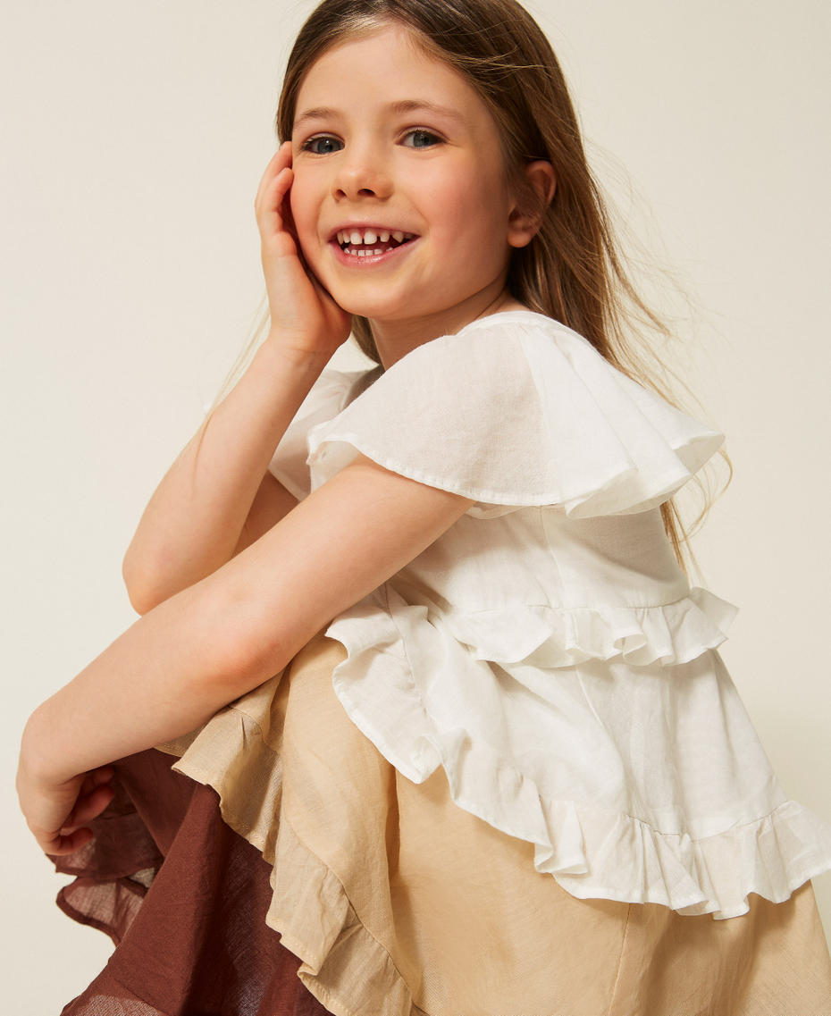 Abito corto baby in mussola multicolor Multicolor Off White / Beige "Safari" / Marrone"Dark Root" Bambina 261GB2110_13309_04