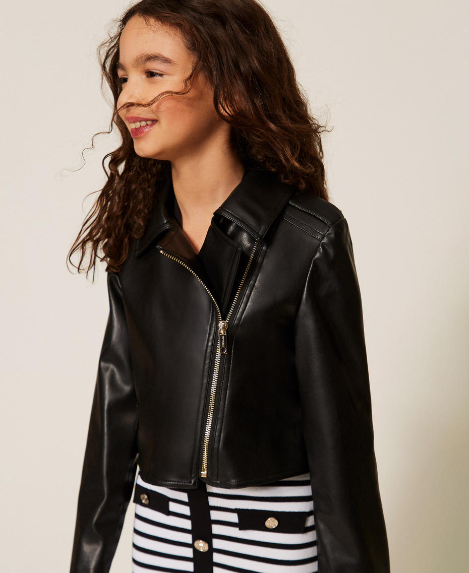 Faux leather biker jacket Black Girl 261GJ2053_00006_04