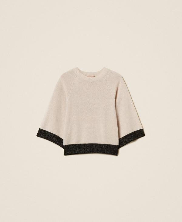 Pull cropped en laine et cachemire avec lurex