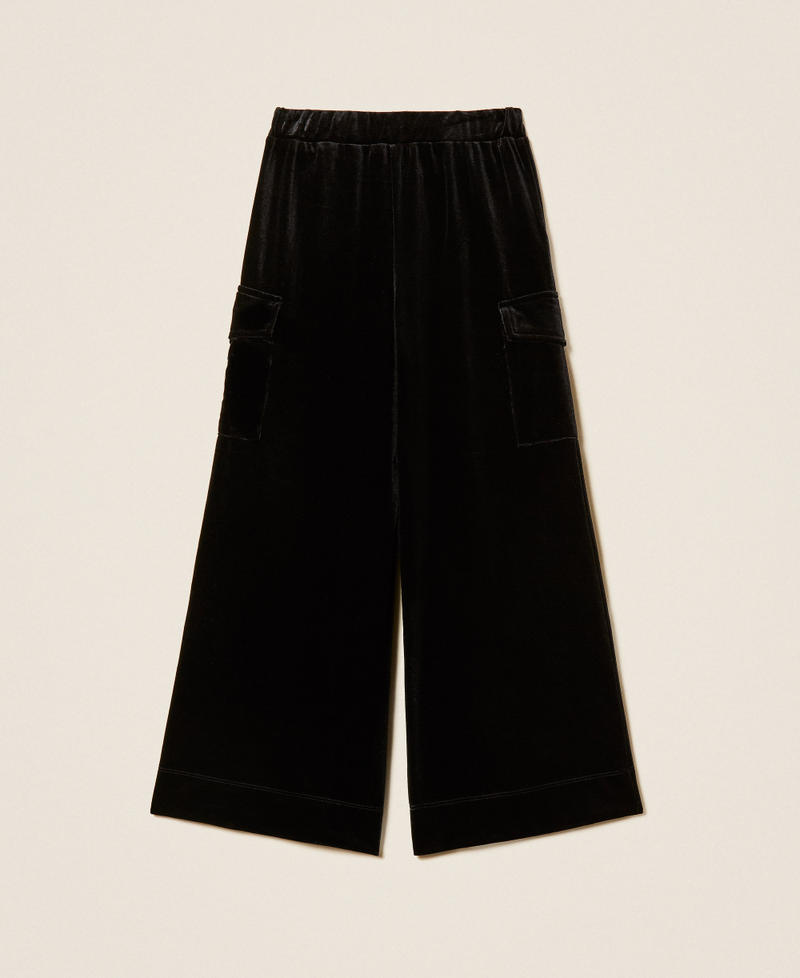 Palazzo-Hose aus Chenille Schwarz M&auml;dchen 262GJ2261_00006_S1