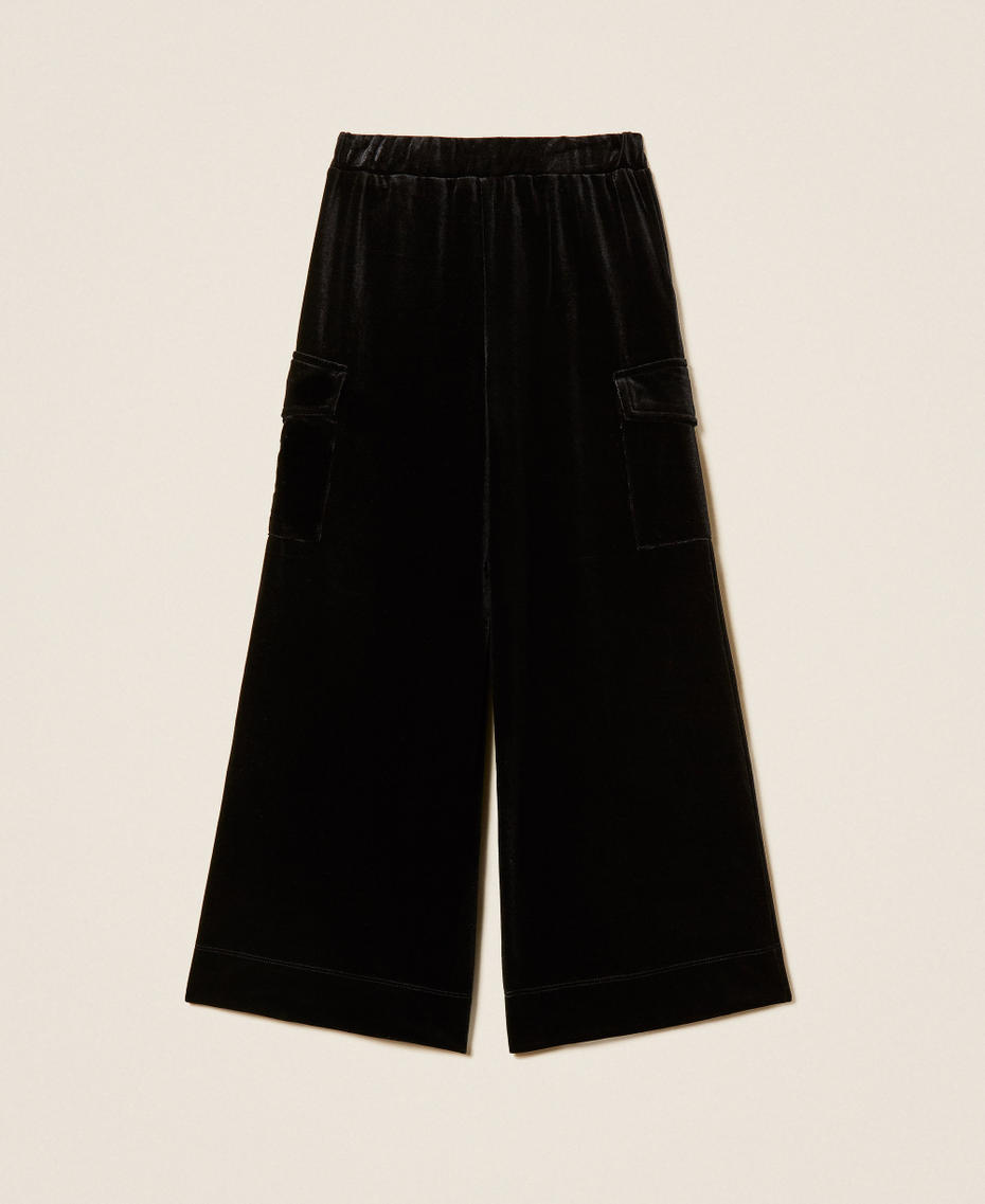 Palazzo-Hose aus Chenille Schwarz M&auml;dchen 262GJ2261_00006_S1