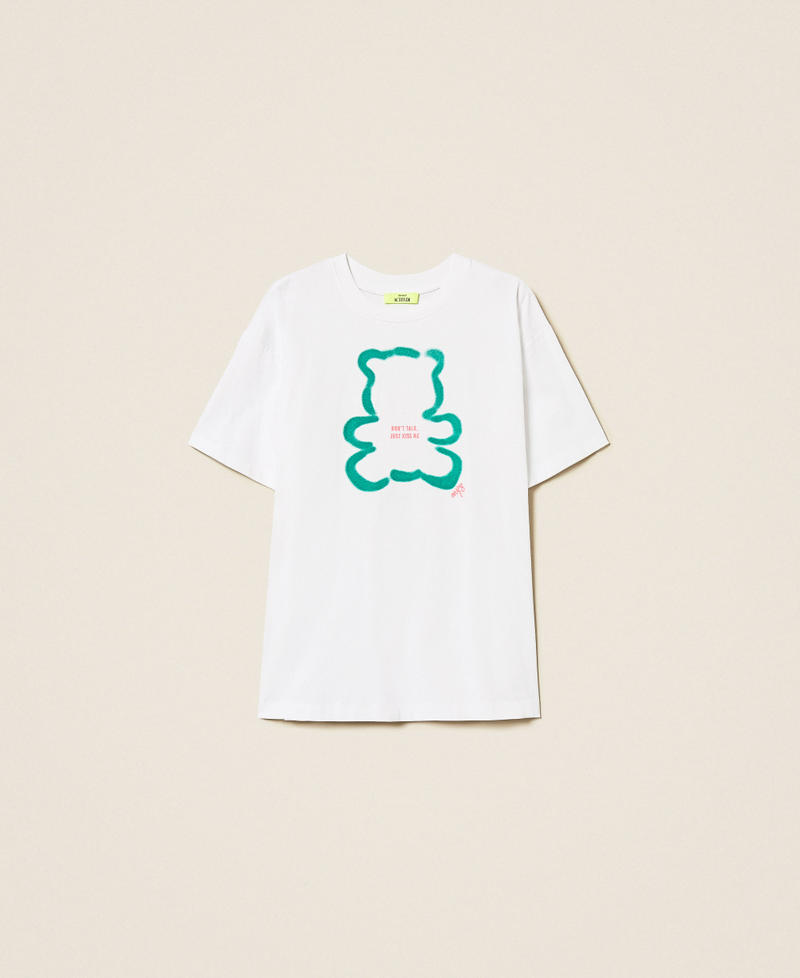 MYFO oversized T-shirt with print Papers/Green Garden Bear Woman 252AQ2120_12965_S0