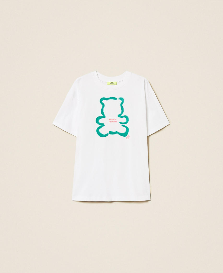MYFO oversized T-shirt with print Papers/Green Garden Bear Woman 252AQ2120_12965_S0