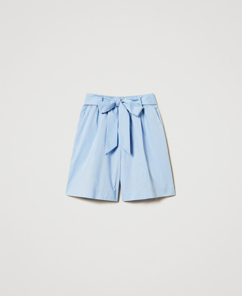 Poplin Bermuda shorts with belt Light Blue Topaz Woman 251LM2KHH_12106_S0