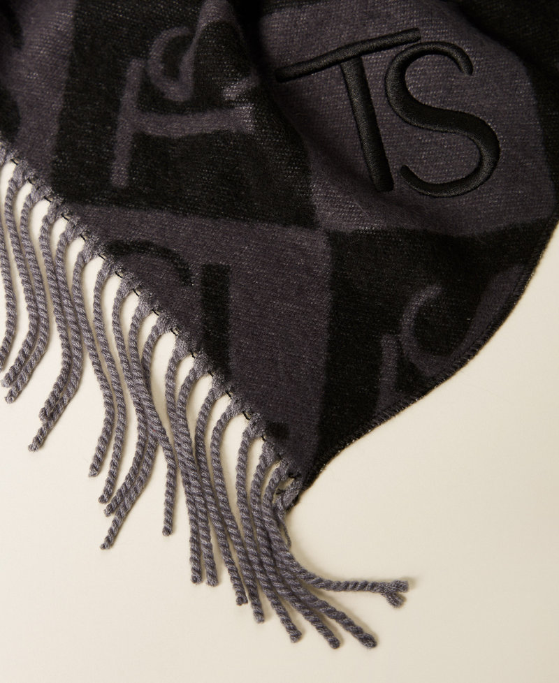 Diamond jacquard stole with logo Melange Grey Woman 262TO5460_11726_02