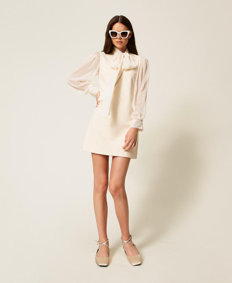 Short dress with sash neck Crystal Sand Beige Woman 252AT2211_12610_01