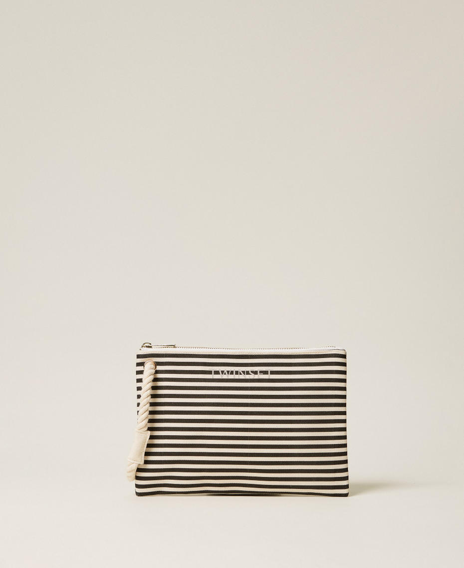 Canvas clutch Black/Fog Stripes Woman 261LM8AJJ_13475_01