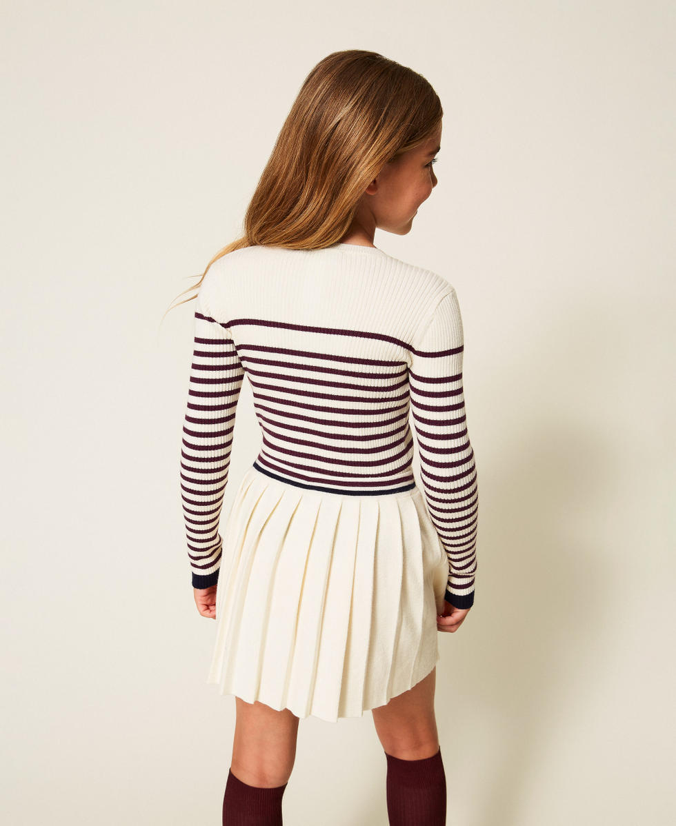 Jupe courte en maille pliss&eacute;e Blanc Papyrus Fille 252GJ3034_00435_03