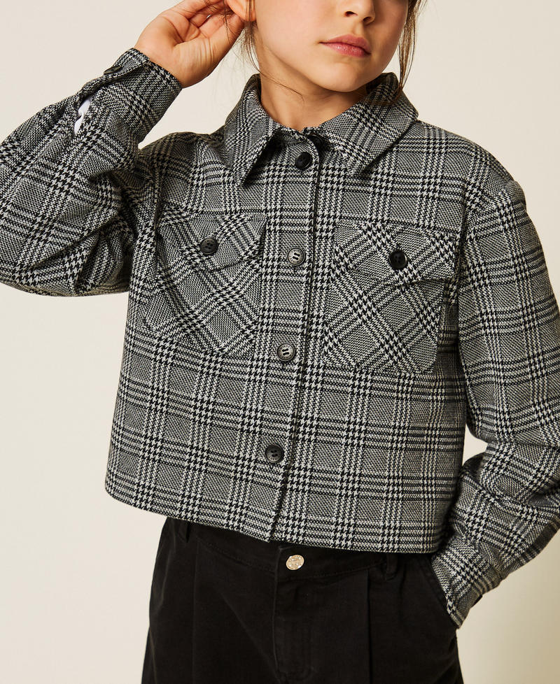 Glen plaid shirt "Snow" White/Black Glen Plaid Girl 262GJ2100_13817_04