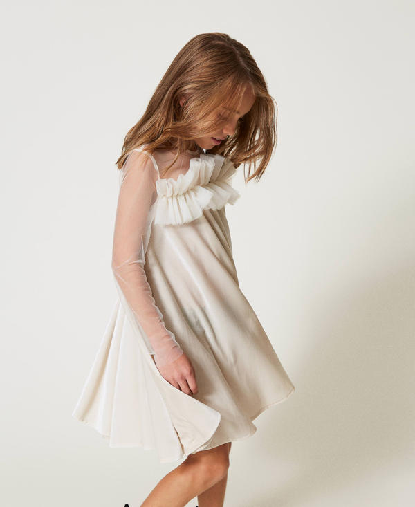 Chenille and tulle short dress