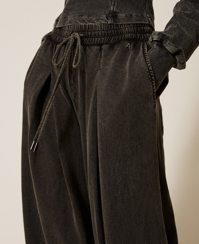 Plush palazzo trousers Black Woman 261AP2415_00006_04