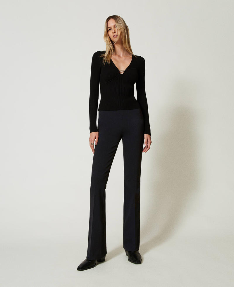 High waist flared trousers Black Woman 242TT2113_00006_01