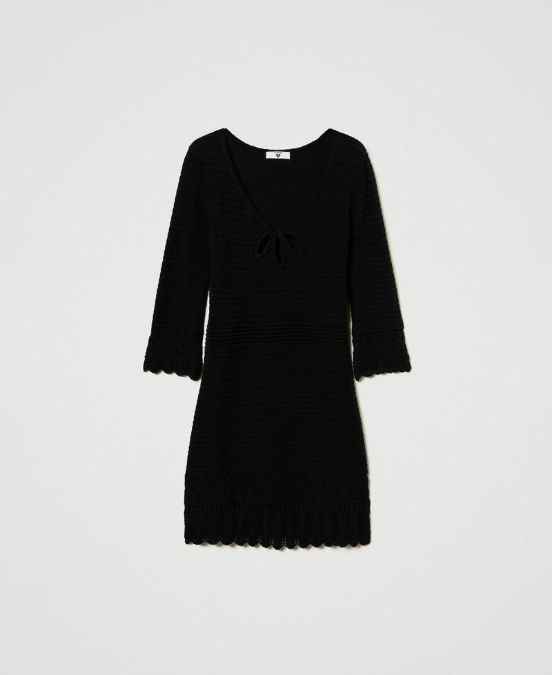 Abito corto in maglia con keyholes Nero Donna 251LB3EAA_00006_S0