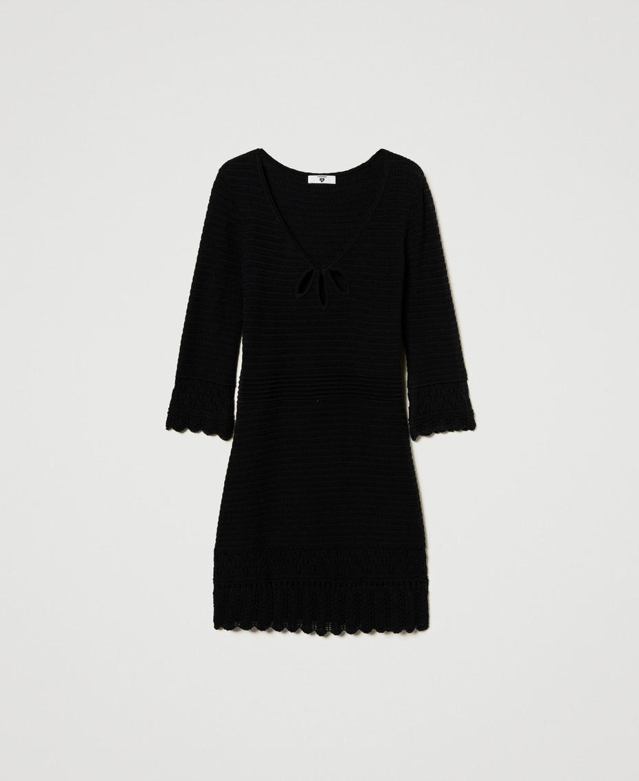 Abito corto in maglia con keyholes Nero Donna 251LB3EAA_00006_S0