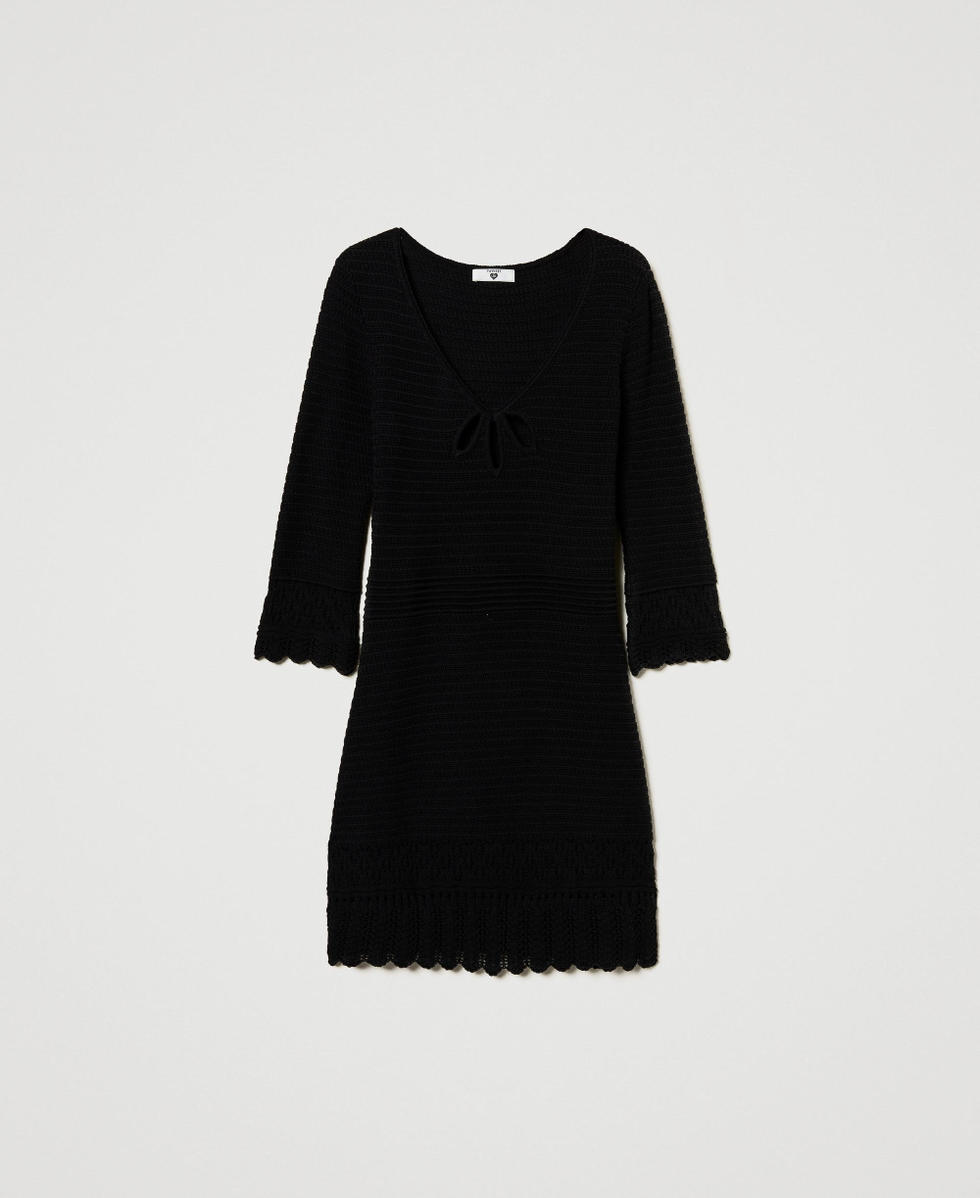 Robe courte en maille avec d&eacute;coupes Noir Femme 251LB3EAA_00006_S0