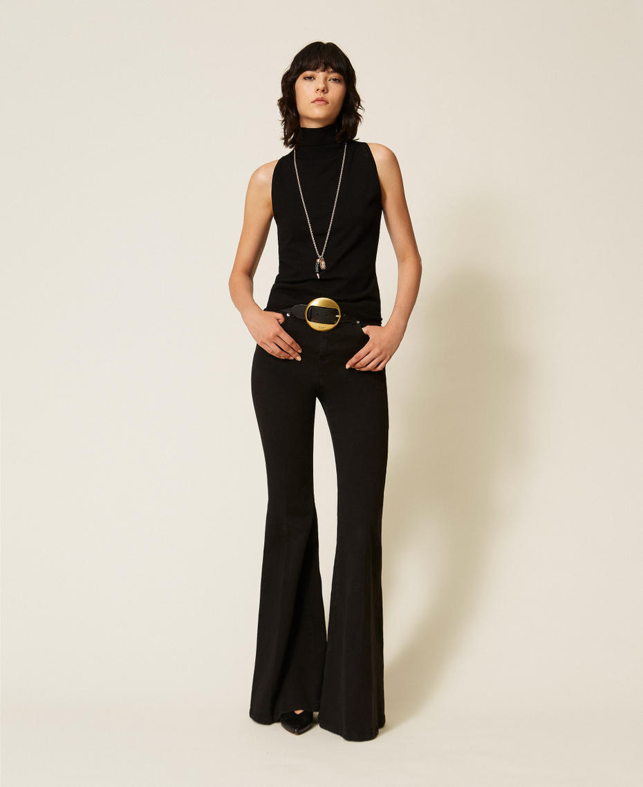 Top dolcevita in maglia Nero Donna 262TP3Q10_00006_T0
