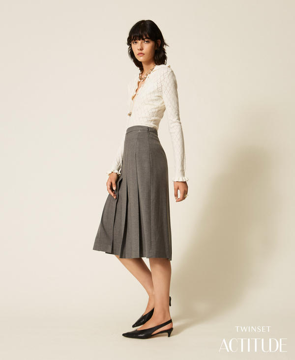 Flannel midi skirt