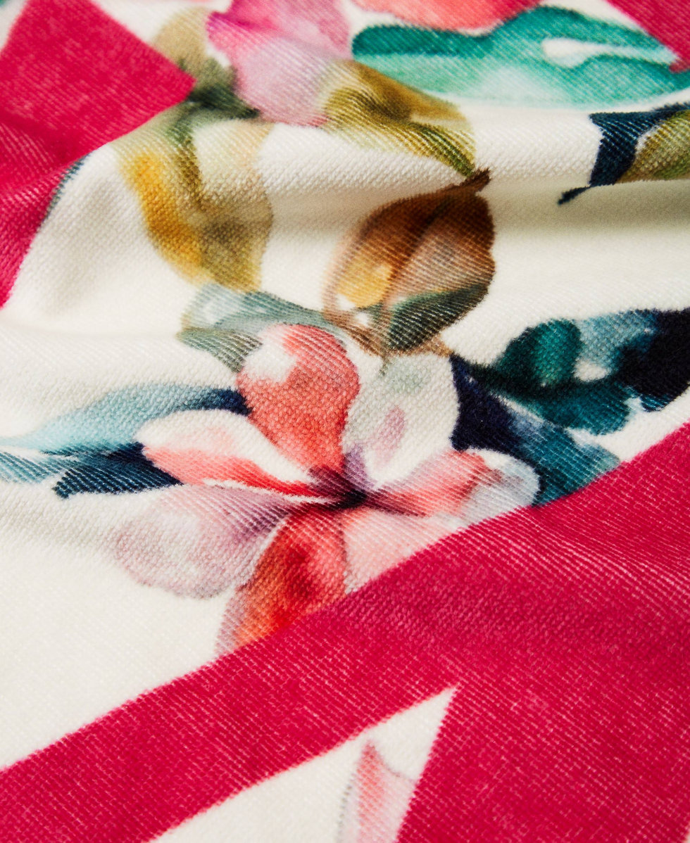 Telo mare in spugna con stampa Stampa Fiori Madreperla / Multicolor Donna 251LB4BDD_12194_02