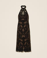 Robe longue en filet avec broderie Noir Femme 261TQ2012_00006_S0