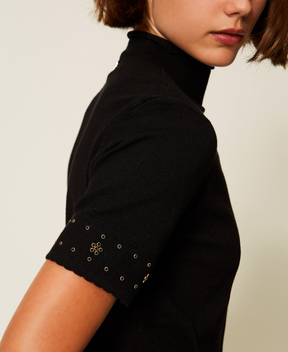 Maglia lupetto con strass Nero Donna 252TP3274_00006_04