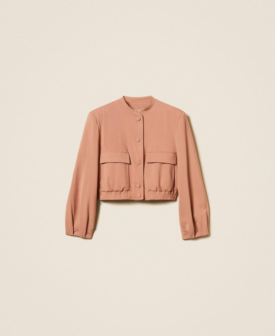 Twill bomber jacket with pockets Dusty Pink Woman 262TP268E_00916_S0