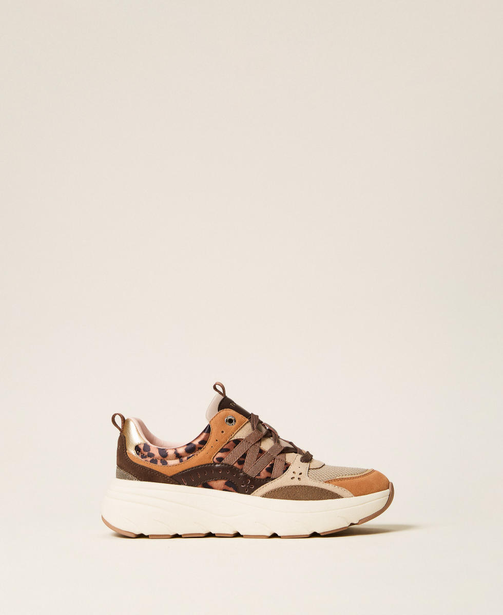 Baskets de running en cuir Motif L&eacute;opard Femme 262TCP106_13713_01