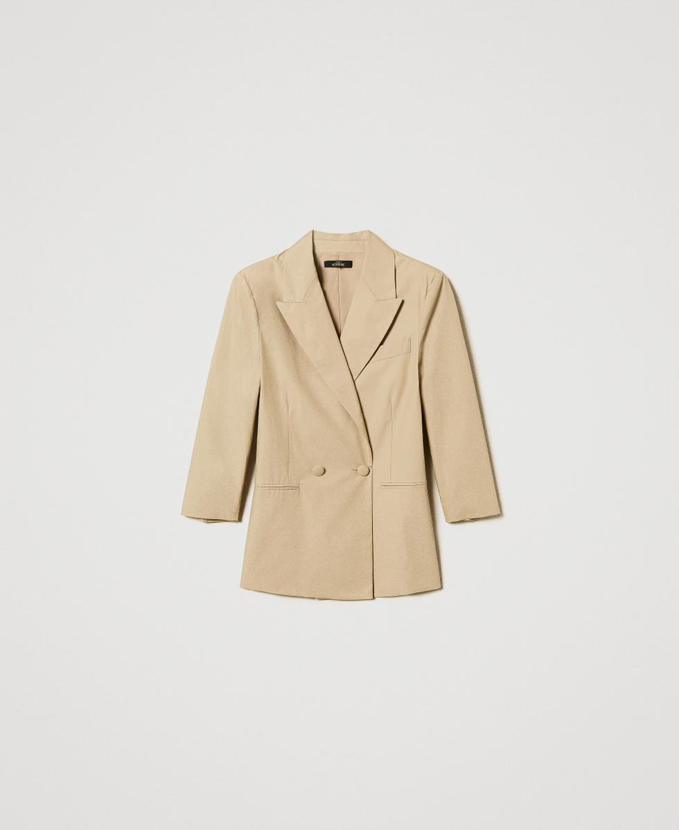 Double-breasted poplin blazer