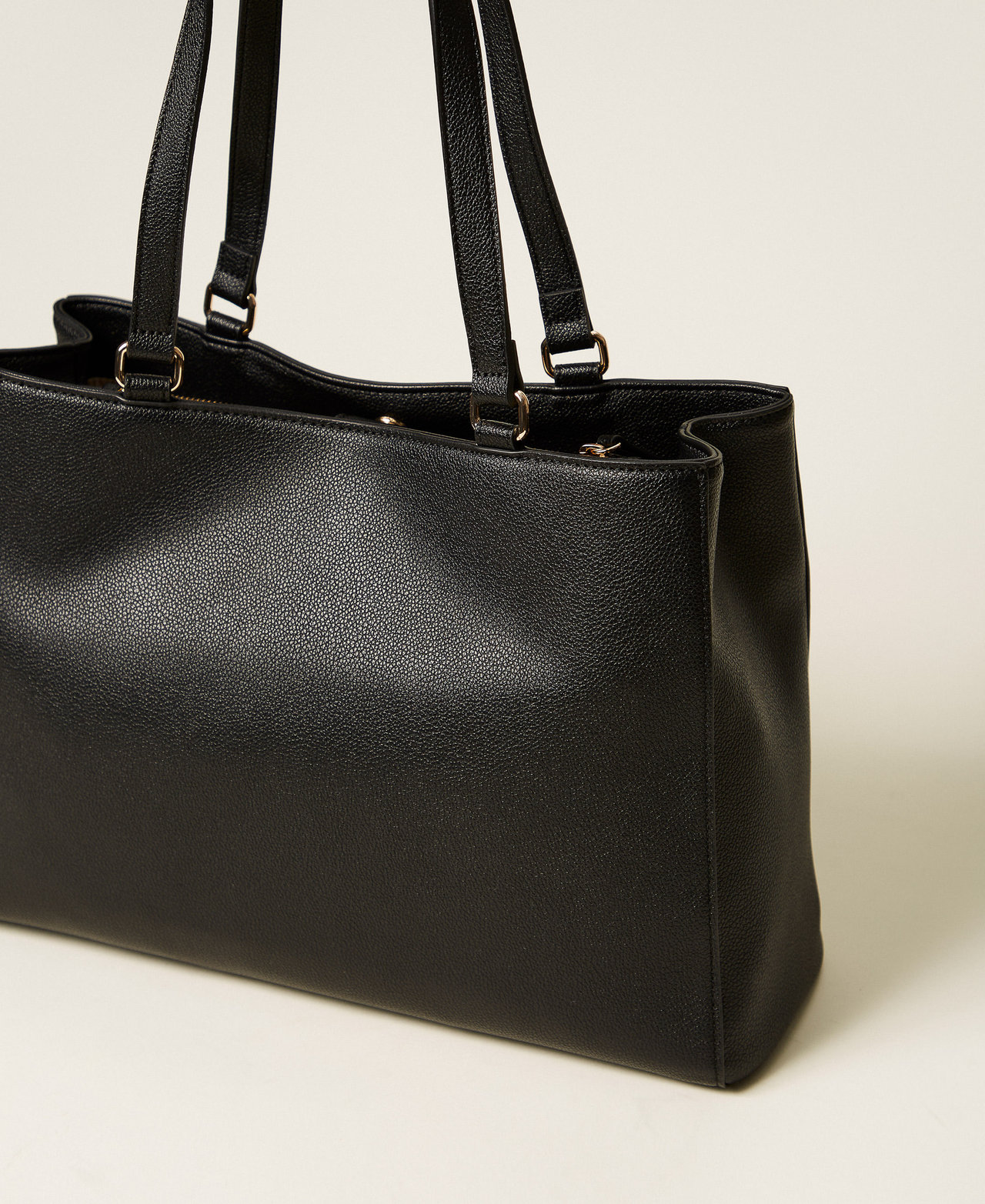 Shopper bag with buckles Black Woman 252TB7010_00006_03