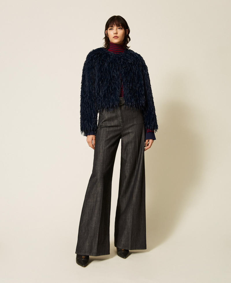 Wide-Leg-Jeans mit G&uuml;rtel Denimschwarz Frau 262AP2062_01103_01