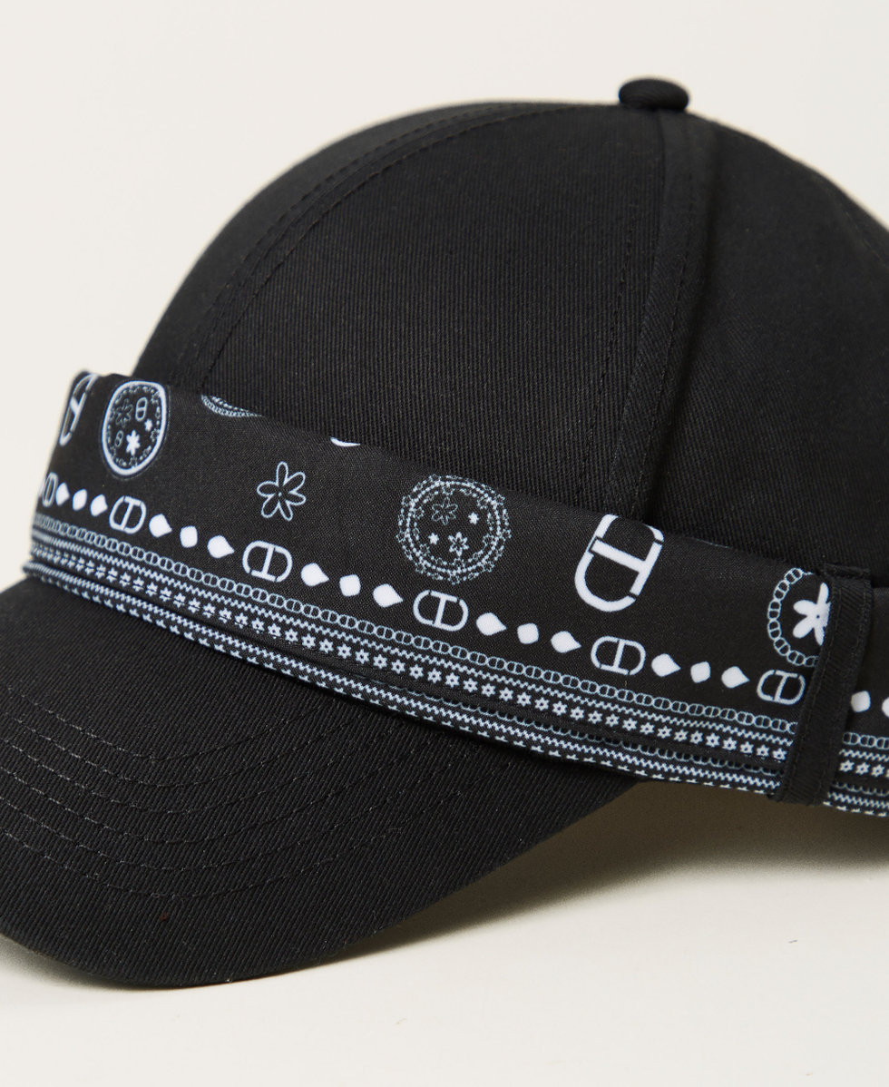 Baseball cap with bandana scarf Woman, Black | TWINSET Milano