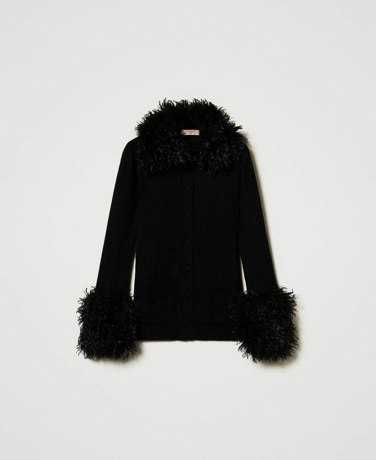 Scee by twin set Cardigan in misto lana e faux fur